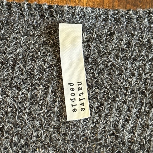 Native People | Charcoal Waffle Knit Faux Wrap Top - Picture 3 of 7